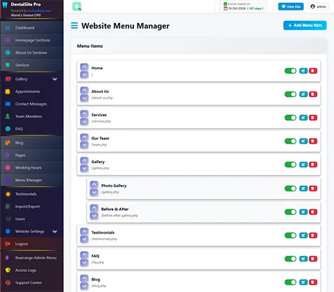 Website Menu Manager